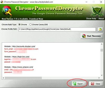 Chrome密码导出